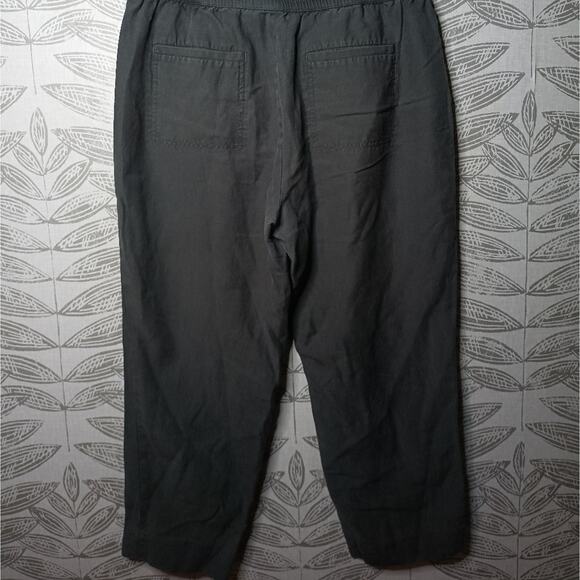 Banana Republic Slim Tencel Linen Pants Crop Pull On Pleat Gray Wide Leg Taper - Picture 8 of 8